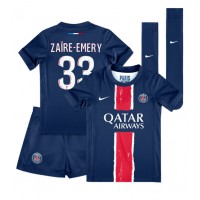 Camisa de time de futebol Paris Saint-Germain Warren Zaire-Emery #33 Replicas 1º Equipamento Infantil 2024-25 Manga Curta (+ Calças curtas)